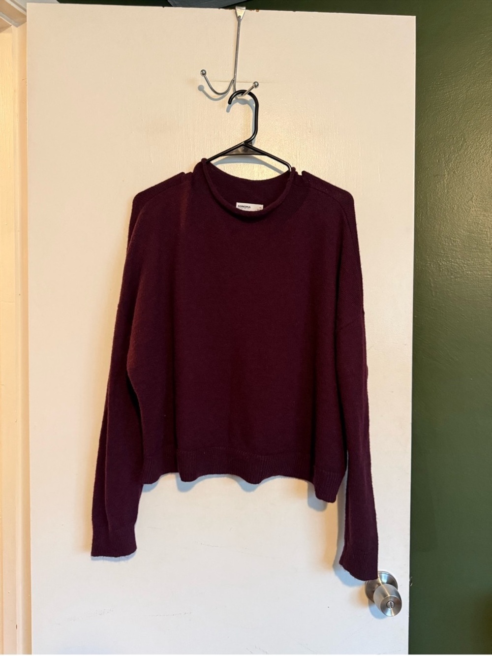 Sonoma wine colored dark red roll neck pullover soft sweater size medium